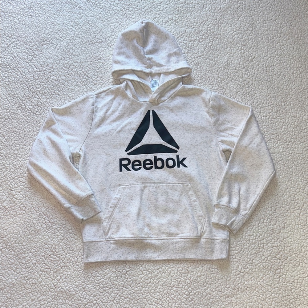 Reebok Kids Cream Hoodie with Black Graphic